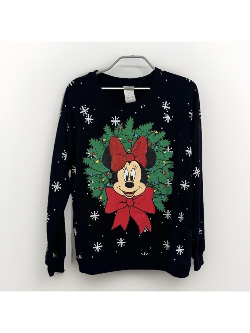 Disney Mickey Mouse Light Up Minnie Mouse Christmas Wreath Sweatshirt size M